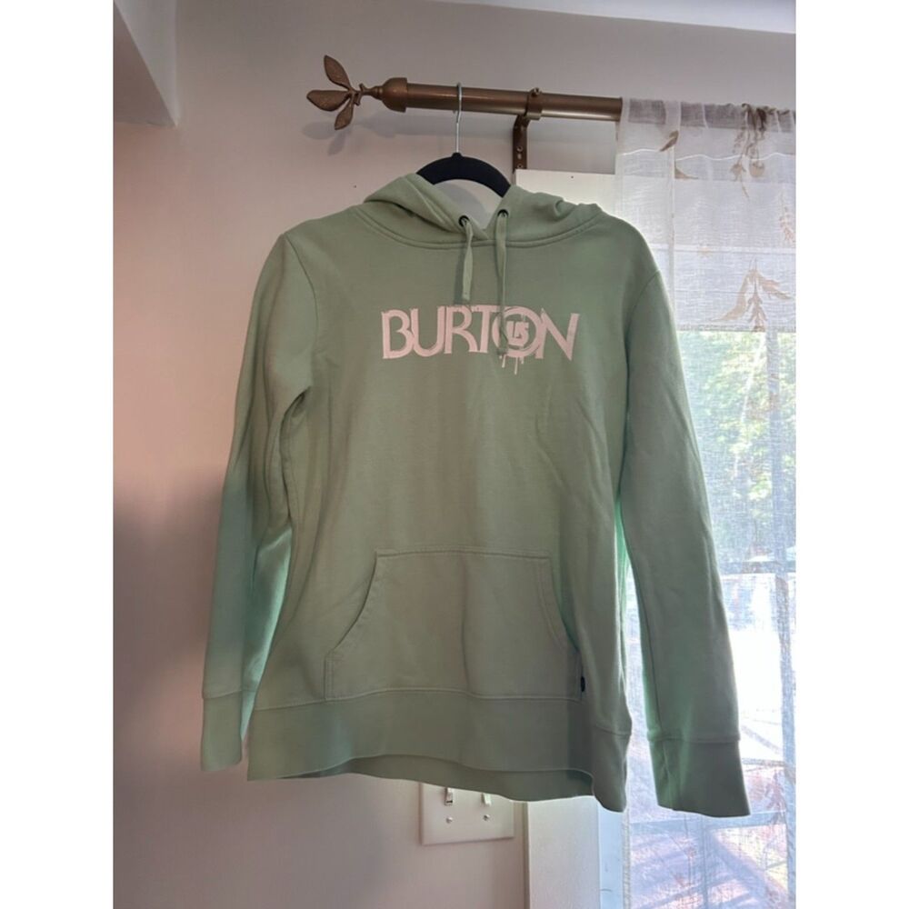 Burton Women’s M Mint Green Logo Pullover Hoodie Snowboard Sweatshirt
